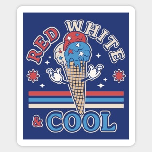 Red White and Cool - Patriotic Ice Cream - Funny 4th of July Sticker